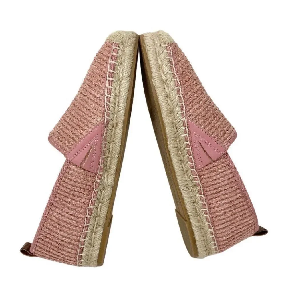 Sam Edelman‎ Espadrille Flats Slip-On Khloe Loafers Knit Pink Gold